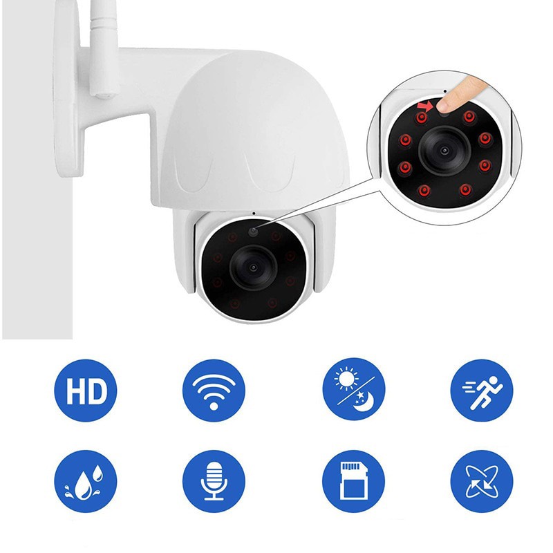 Q-See Caméra de surveillance de type dôme, usage intérieur/extérieur, wifi,  3 Mpx, carte m